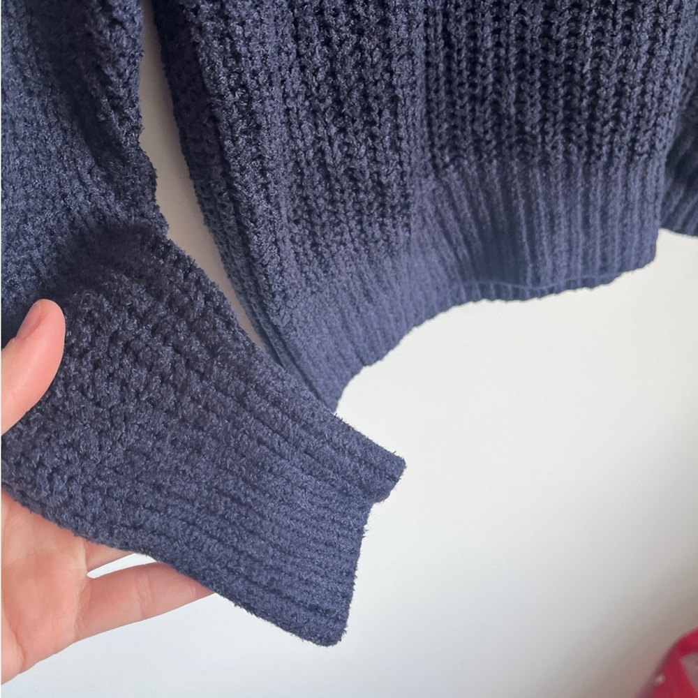Wilfred Dark Blue Essential Chenille Crewneck Sweater Open Stitch Sz XS - Picture 4 of 9